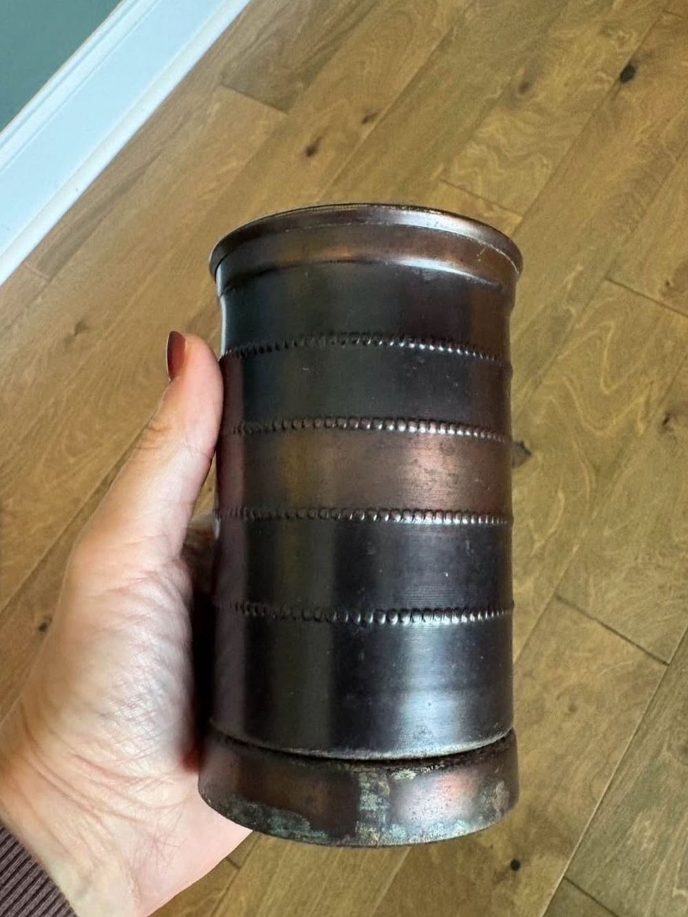Rustic Metal Utensil Crock Primitive Farmhouse Kitchen Organizer Vase